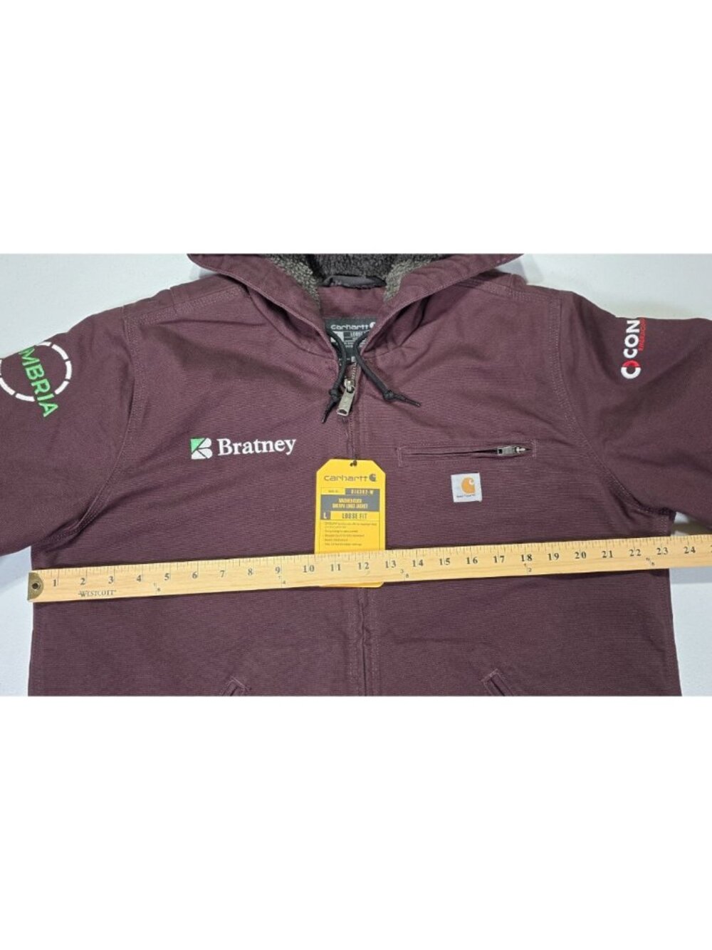 Carhartt Full Zip Duck Canvas Hooded Sherpa Lined Work Coat Jacket Women's L New - Picture 5 of 16